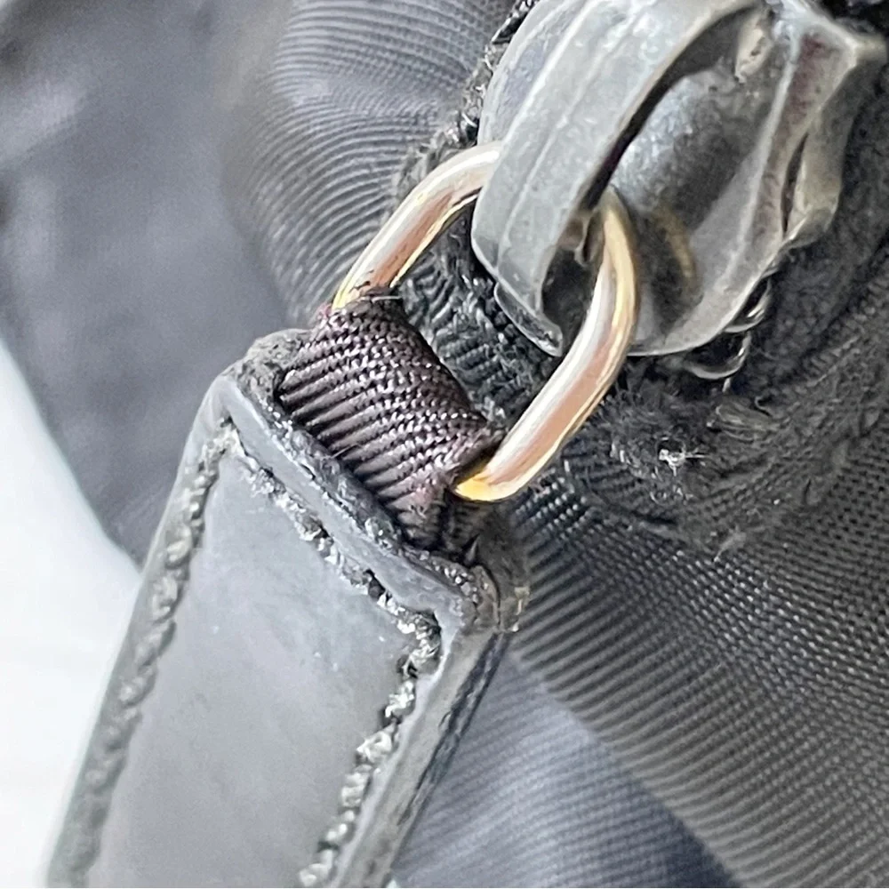 Prada black nylon gold triangle logo zip pouch - Picture 5 of 10